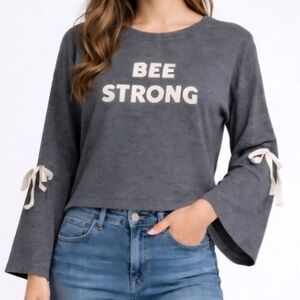 Birdiebee Cropped Sweatshirt, Womens S, Charcoal Gray Jersey Knit, Y2K